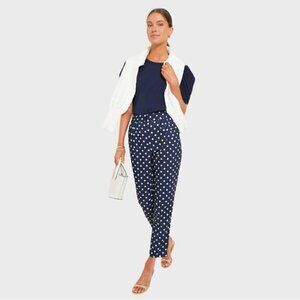 Tuckernuck Polka Dot Pixie Pant Ladies Navy Blue White Ivory Dot Size Large NWT
